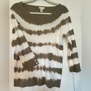 Chicos Green and White Tie Dye Long Sleeve
